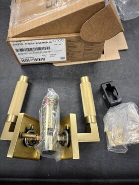5110us4.lsus4.knus4.lh Emtek Knurled L-square Left Handed Passage Door Lever Set Square Rose