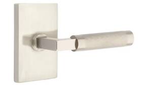 5112.ls.kn-us15-rh Emtek Knurled L-square Door Leverset In Satin Nickel