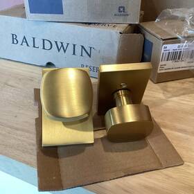 5112frkus4 Emtek Passage Door Knob Set W Modern Rectangular Rose Brass Handles Only