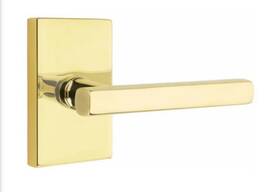 5112frlrhus4 Emtek Passage Lever Set With Modern Rectangular Rosette And Freestone