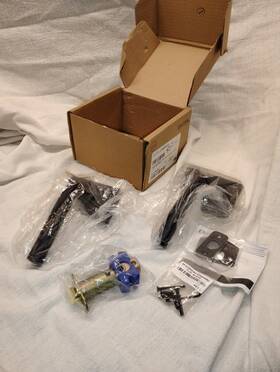 5112hecus19rh Emtek Hercules Right Handed Passage Door Lever Set Rectangular Rose Flat Black
