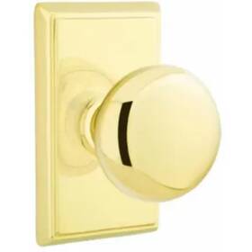 5112rouus3nl Emtek Passage Rectangular Rosette Round Knob Unlacquered Brass