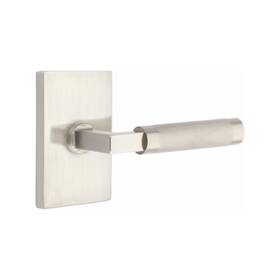 5112us15.lsus15.knus15.lh Emtek Passage Door Lever Set Knurled L Bar Left Handed Satin Brass Disk Rosett