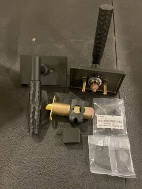 5112us19.taus19.haus19.rh Emtek Select Passage Right Hammered Lever Modern Rectangular Rosette Flat Blac