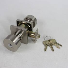 5122-rou-us15 Emtek Assa Abloy Round Key-in Knob Square Rosette In Satin Nickel