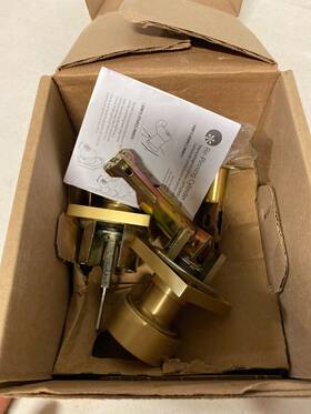 5122rouus4 Emtek Satin Brass Round Knobset Single Cylinder Entry With Square Ro