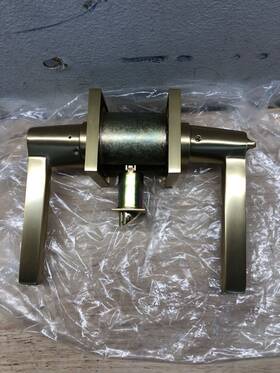 512hlous4 Emtek Helios Single Cylinder Keyed Entry Door Lever Set - Satin Brass