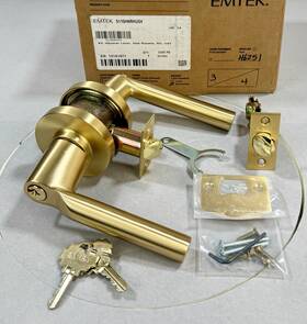 512hnus4 Emtek Hanover Single Cylinder Keyed Entry Lever Set In Satin Brass