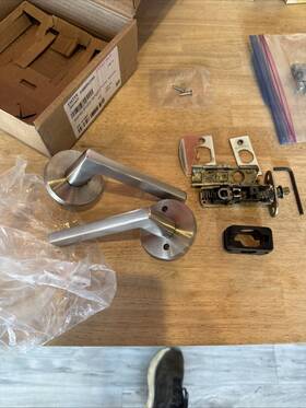 520posus15 Emtek Privacy Lever Set - Satin Nickel Used