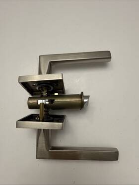 5210hlolhus15 Emtek Square Rosette Privacy Set With Matching Finish Helios Lever - Choice Of Left