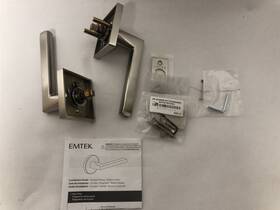 5210hlous15rh Emtek Helios Lever Right Hand Privacy With Square Rose Satin Nickel
