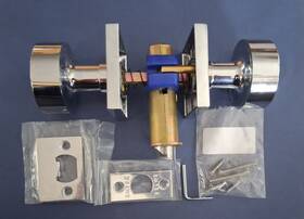 5210rouus26 Emtek Privacy Door Knob Set Square Rosette Round Chrome