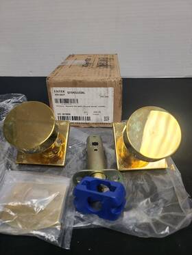 5210rouus3nl Emtek Round Gold Modern Privacy Knobset With Rectangular
