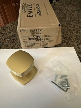 Emtek 5306 Single Dummy Freestone Square Knob With Urban Modern Rose In Satin Brass
