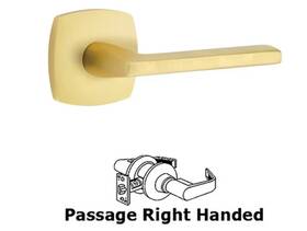 Emtek 5316hlous4 Helios Right Handed Passage Door Lever Set With Square Rose Satin Brass