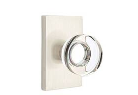 Emtek 600139352263 Full Dummy Set Modern Rectangle Rosette Disc Crystal Knob Satin Nic