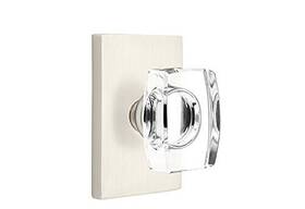 Emtek 600139353451 Privacy Set Modern Rectangle Rosette Windsor Crystal Knob Satin Nickel