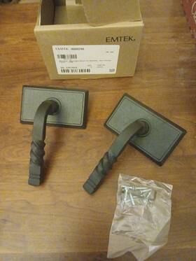 7053scfbs Emtek Black Dummy Lever San Carlos Wrought Steel With #3 Rectangle Rosette