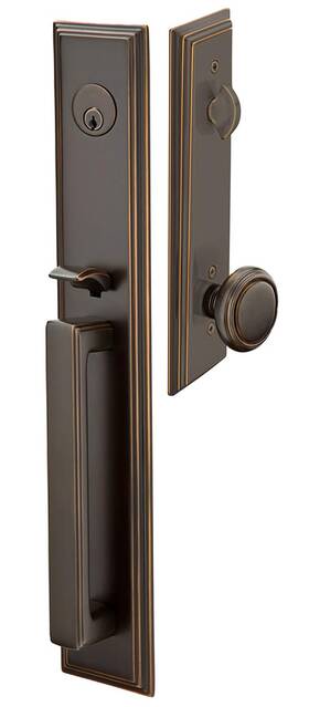 Emtek 736530884291 Contemporary Tubular Entry Set Melrose Style With A Norwich Knob On The Inte