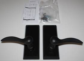 7365fb Emtek Rectangular Sideplate Sandcast Bronze Durango Dummy Keyed Set Black