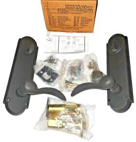 7670 Emtek Durango Single Cyl Lh Keyed Entry Bronze Plated Lever Set Flat Black