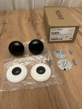 8003ebus19 Emtek Double Dummy Ebony Knob With Porcelain Rose - Flat Black