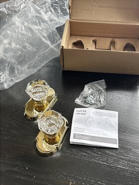 8058otus3 Emtek - Arched Rosette Set Old Town Crystal Door Knob Polished Brass