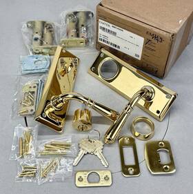 Emtek 8080us3nl Quincy Single Cylinder Keyed Entry Set In Unlacquered Brass