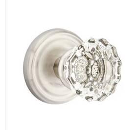8100-as-us15 Emtek Astoria Crystal Door Knob Passage Set Regular Rosette Satin Nickel Us15