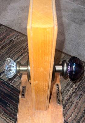 8100-ot-us3 Emtek Old Town Violet Clear Crystal Door Knob Passage Polished Brass
