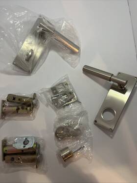 8112us15 Emtek Rectangular Entry Door T-bar Faceted Lever - Satin Nickel Custom