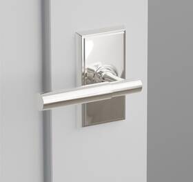 8121mylus14 Emtek Myles Passage Leverset W Rectangle Rose Lh -polished Nickel
