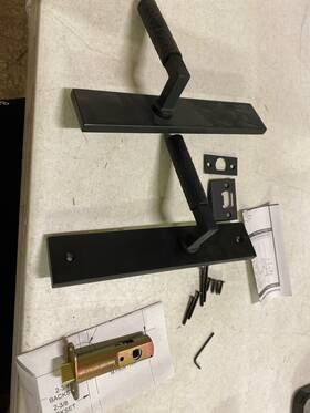8141us19rh Emtek 8141us19 10 Inch Stretto Passage Sideplate Set - Brass Modern Flat Black