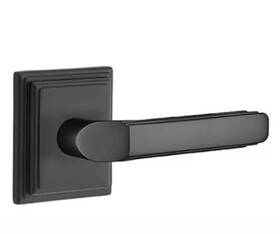 8161mrhus19 Emtek Milano Brass Lever Handle With Wilshire Rosette Black