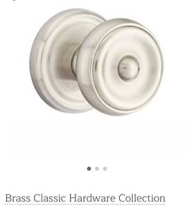 8207wus3 Emtek New Waverly Brass Door Knob Set Privacy Satin Nickel Rosette Assa Abloy