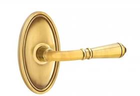 8220tlhus7 Emtek Antique Brass Dummy Oval Rosette Turino Lever 8520tus7