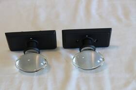 8221htus19 Emtek Hampton Crystal Knob Privacy With Rectangular Rose Read Descrip
