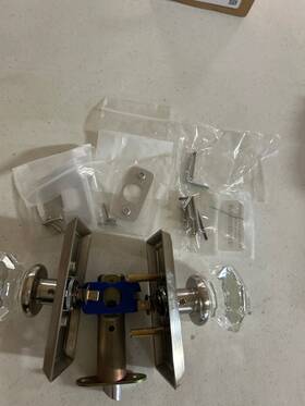 8221otus15 Emtek Satin Nickel Privacy Door Knob Set Brass Crystal Collection