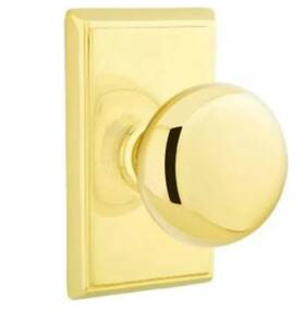 8221pus3nl Emtek Privacy Door Knob Set With Rectangular Rose- Brass Classic Collection