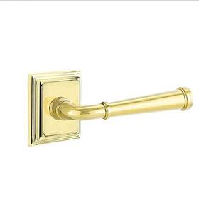 8261 Emtek Merrimack Privacy Door Lever Wilshire Rose Unlacquered Brass
