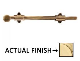 85124 Emtek 12 Inch Surface Bolt Includes 3 Strike Plates - Satin Brass