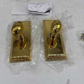 8035eus3nl Emtek 8521eus7 Full Dummy Set Rectangular Rosette 7 Inch Egg Knob Polished Brass