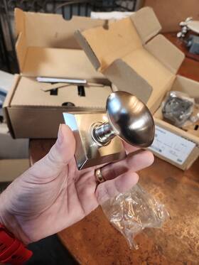 8531eus15 Emtek Set Of 3 Egg Knob With Quincy Rosette - Satin Nickel Dummy