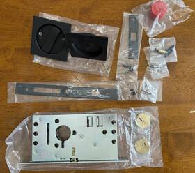 As6-pktmortlck-b Emtek 2185us19 Passage Pocket Door Mortise Lock - Flat Black