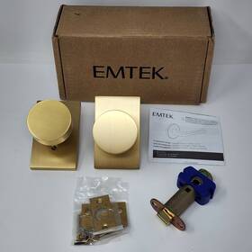 B079n24h92 Emtek Passage Set Modern Rectangle Rosette Round Knob Satin Brass