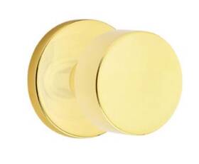 C5109-rou-us3nl Emtek Round Passage Knobset With Disk Rosette Unlacquered Brass