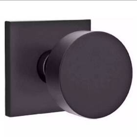 C5210rouus19 Emtek Round Privacy Door Knob Set With Square Rose And Cf Mechanism Flat Black