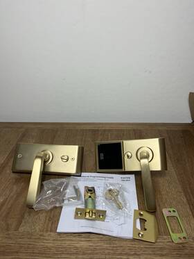 E4020 Emtek Emtouch Modern Brass Door Leverset Keypad Gold Finish Left Han