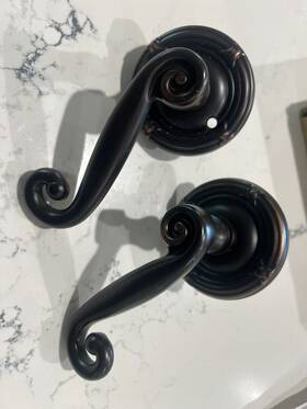 Em8107rus10b Emtek Rustic Lever 2 3/8 In Backset Left Handed Door Handle Oil Rubbed Bronze