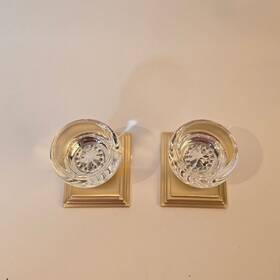 Fc21hob608col Emtek Modern Disc Glass Knobset Wilshire Sq Rosette Us4 Satin Brass Passage